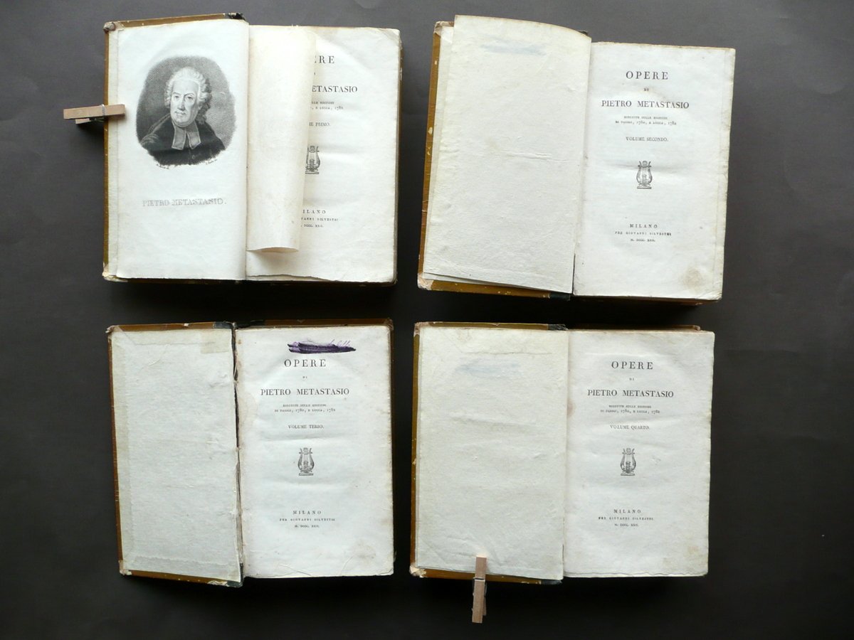 Opere di Pietro Metastasio Giovanni Silvestri Milano 1822 4 Volumi … | Immagine principale