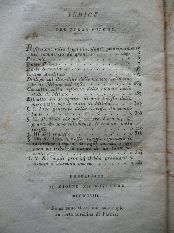 Opere Filosofiche e di Economia Politica Pietro Verri Volume III …