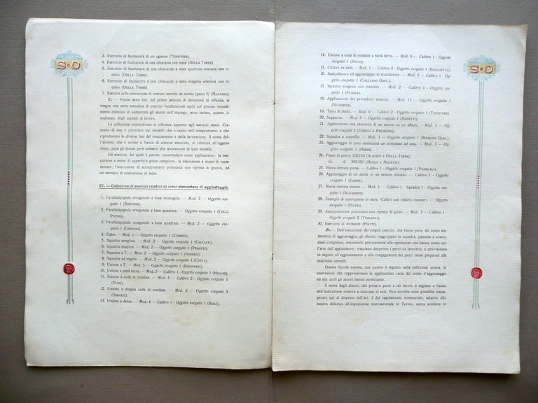 Ordinamento Amministrativo Didattico R. Scuola Professionale Omar in Novara 1911