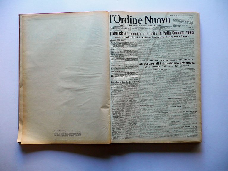 Ordine Nuovo Giornale 1/7/1922-16/12/1922 Secondo Semestre Politica Ristampa PCI