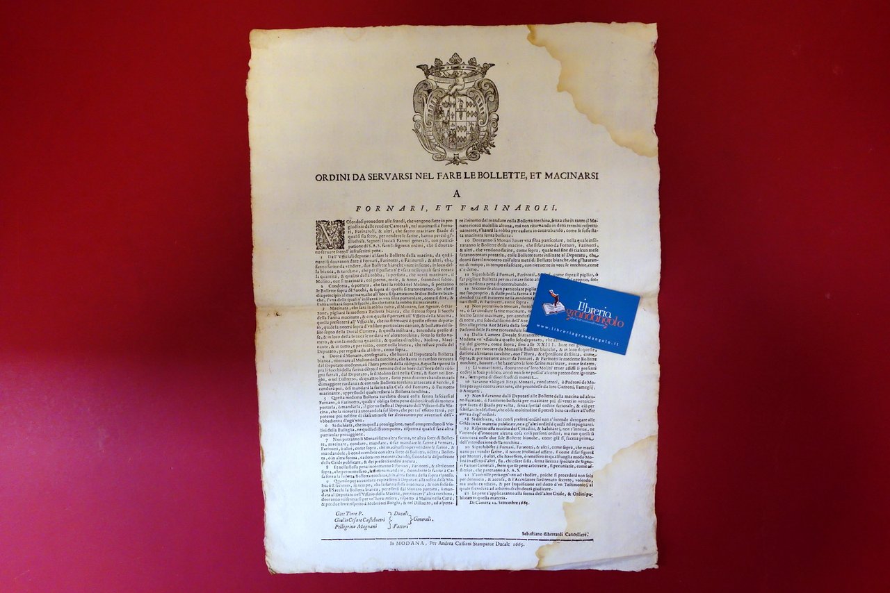 Ordini Fare le Bollette e Macinarsi a Fornari e Farinaroli …