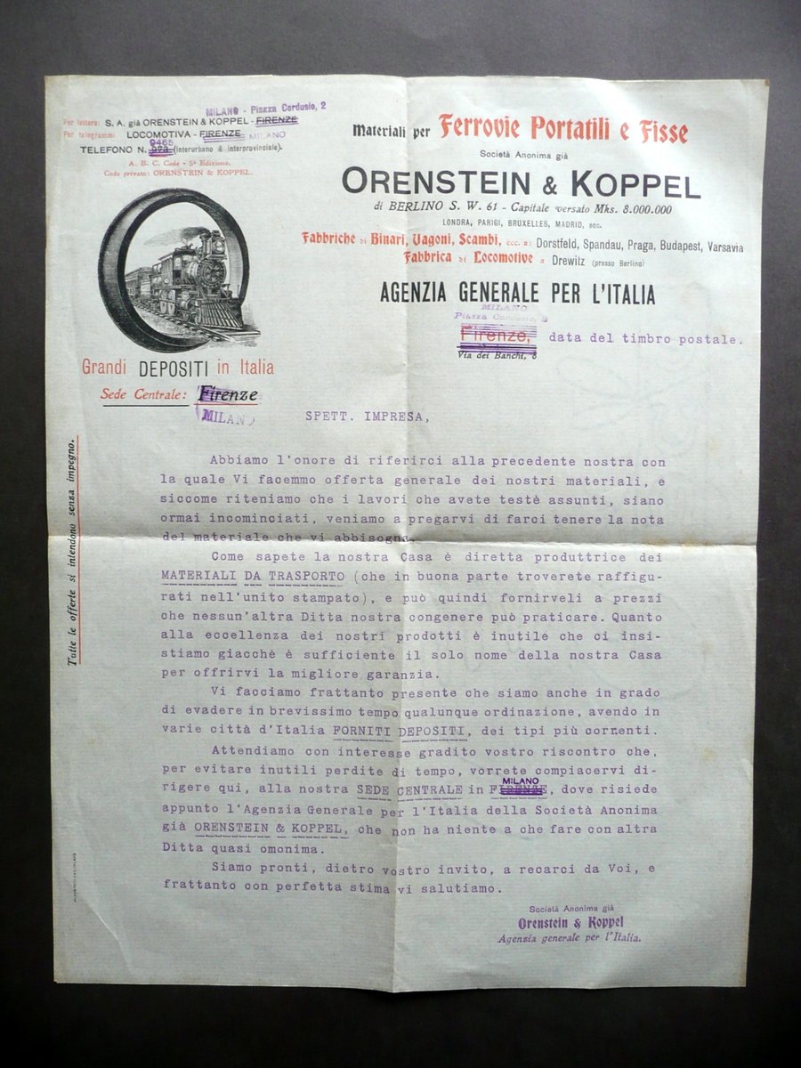 Orensterin & Koppel Berlino Materiali per Ferrovie Portatili e Fisse …