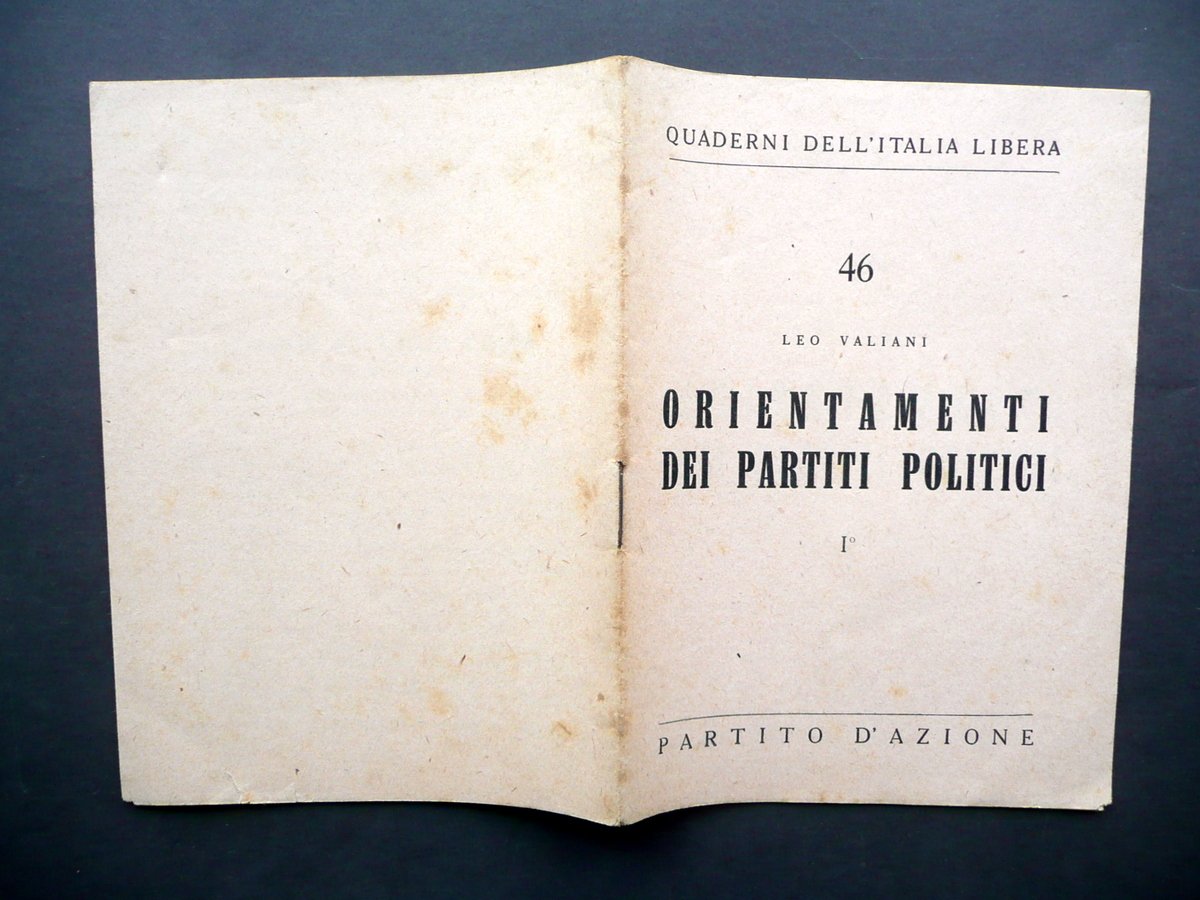 Orientamenti dei Partiti Politici Leo Valiani Partito d'Azione 1945 WW2 | Immagine principale