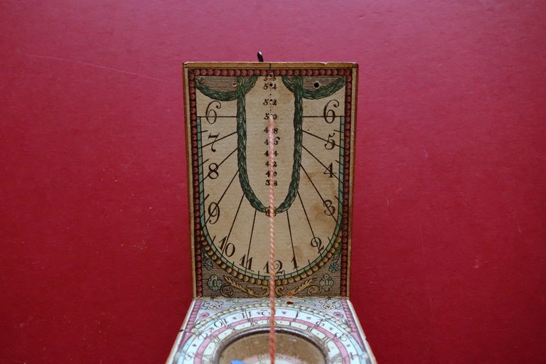 Orologio Solare Dittico XVIII∞ Secolo '700 Bussola Meridiana Originale Anonimo