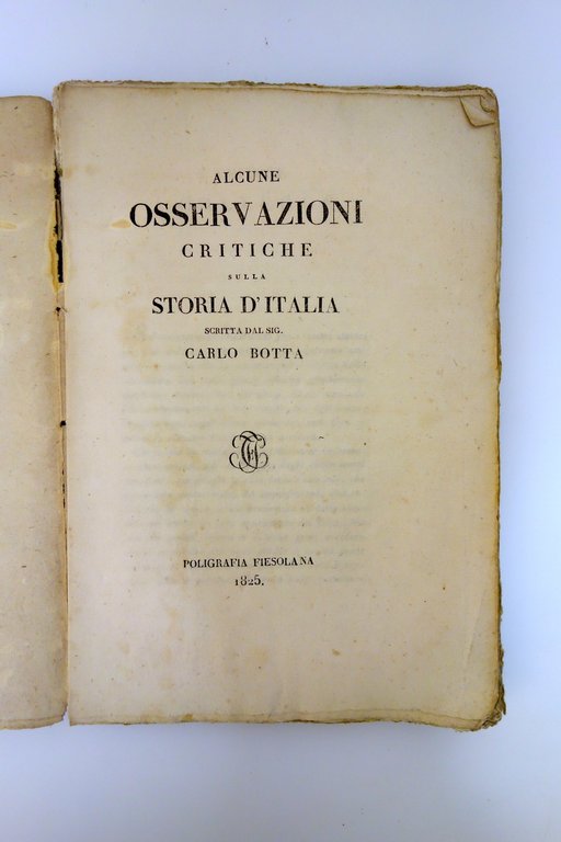 Osservazioni Critiche sulla Storia d'Italia C. Botta Poligrafia Fiesolana 1825 | Immagine Gallery 4