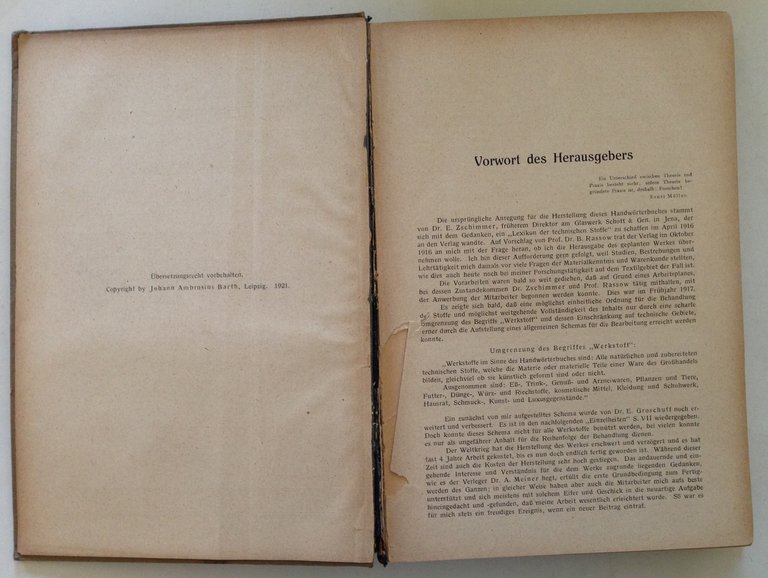 P. Krais Werkstoffe Handworterbuch der Technischen Waren und Ihrer Bestandteile