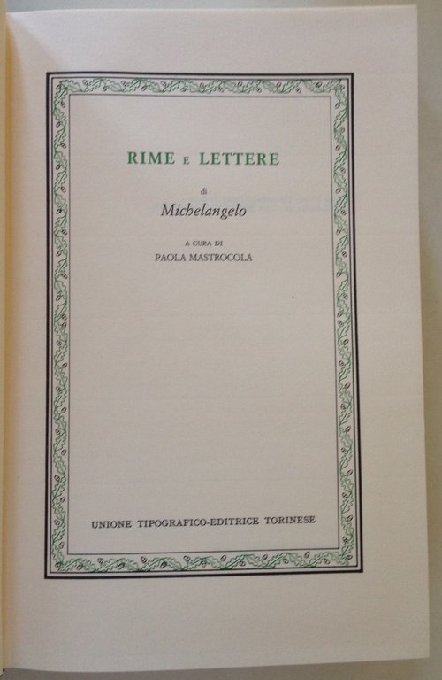 P. Mastrocola a cura di Rime e Lettere di Michelangelo …