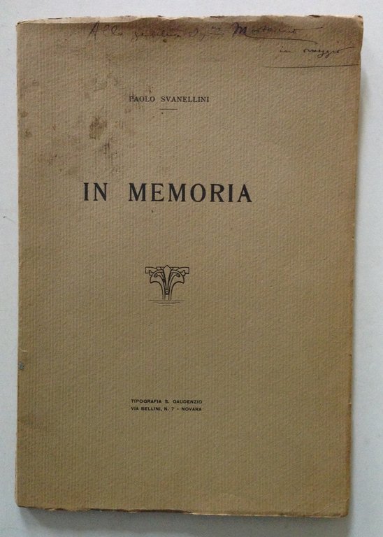 P. Svanellini In Memoria Amalia Svanellini Cannobio Tipografia Gaudenzio Novara | Immagine Gallery 1