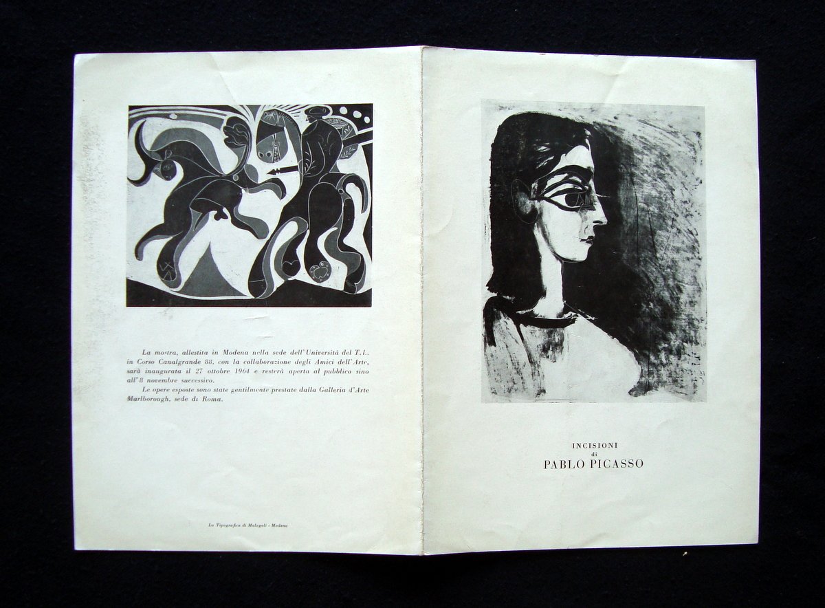 Pablo Picasso Catalogo 1964 Modena Universit‡ del Tempo Libero