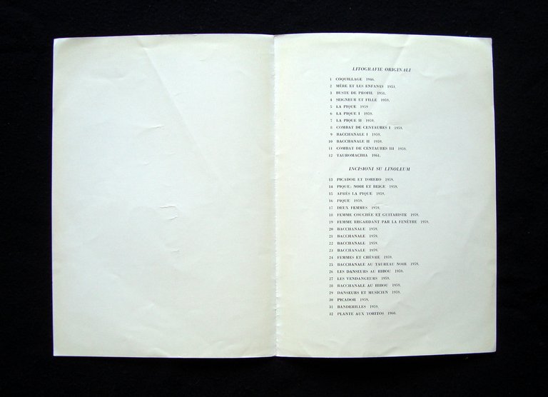 Pablo Picasso Catalogo 1964 Modena Universit‡ del Tempo Libero