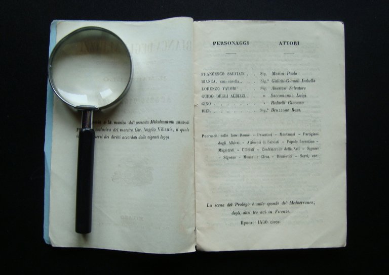 Pacini Il Saltimbanco Prima Rappresentazione Checchetelli Teatro Reggio 1858