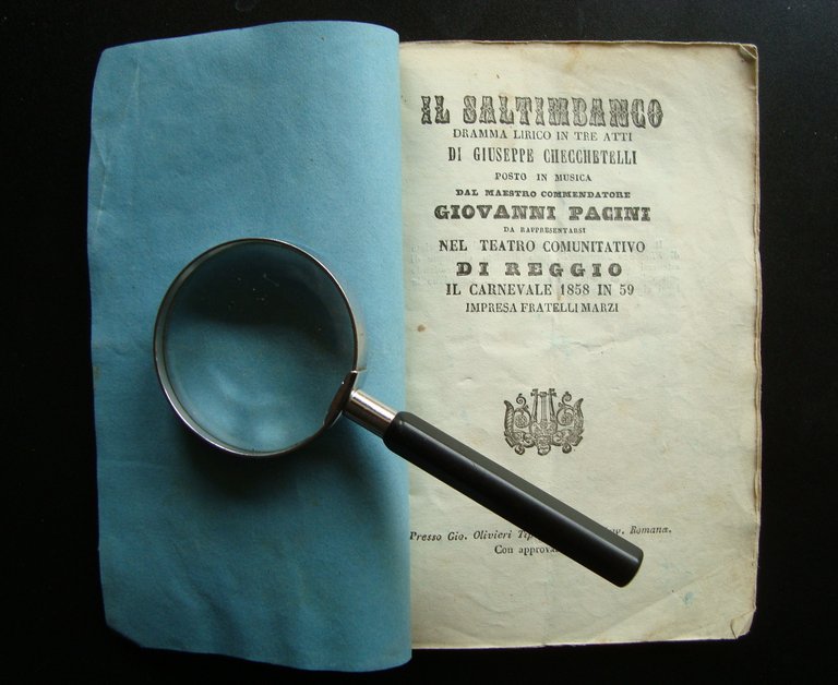 Pacini Il Saltimbanco Prima Rappresentazione Checchetelli Teatro Reggio 1858