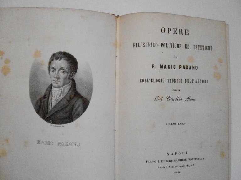 Pagano Opere Filosofico-Politiche ed Estetiche Gabriele Rondinella 1848