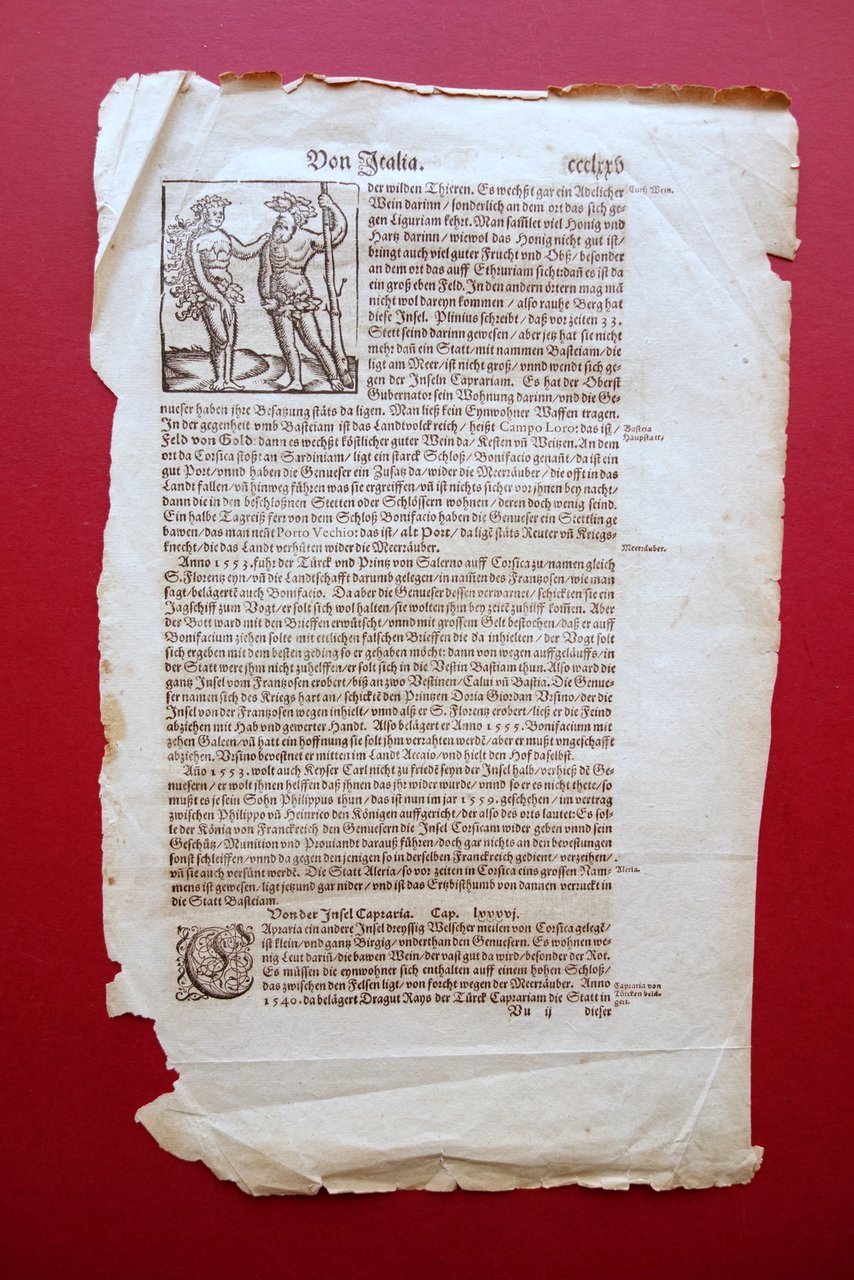 Pagina di Cinquecentina Von Italia Insel Capraria Corsica Figurato '500 …