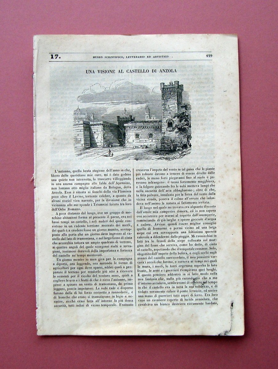 Pancerasi Castello di Anzola Bologna Museo Scientifico Letterario 1842 n …