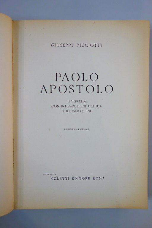PAOLO APOSTOLO RICCIOTTI BIOGRAFIA CRITICA ILLUSTRAZIONI COLETTI 1946