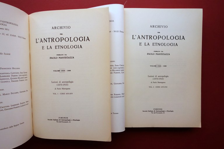 Paolo Mantegazza Lezioni di Antropologia 1870-1910 Firenze 1989 2 Voll. …