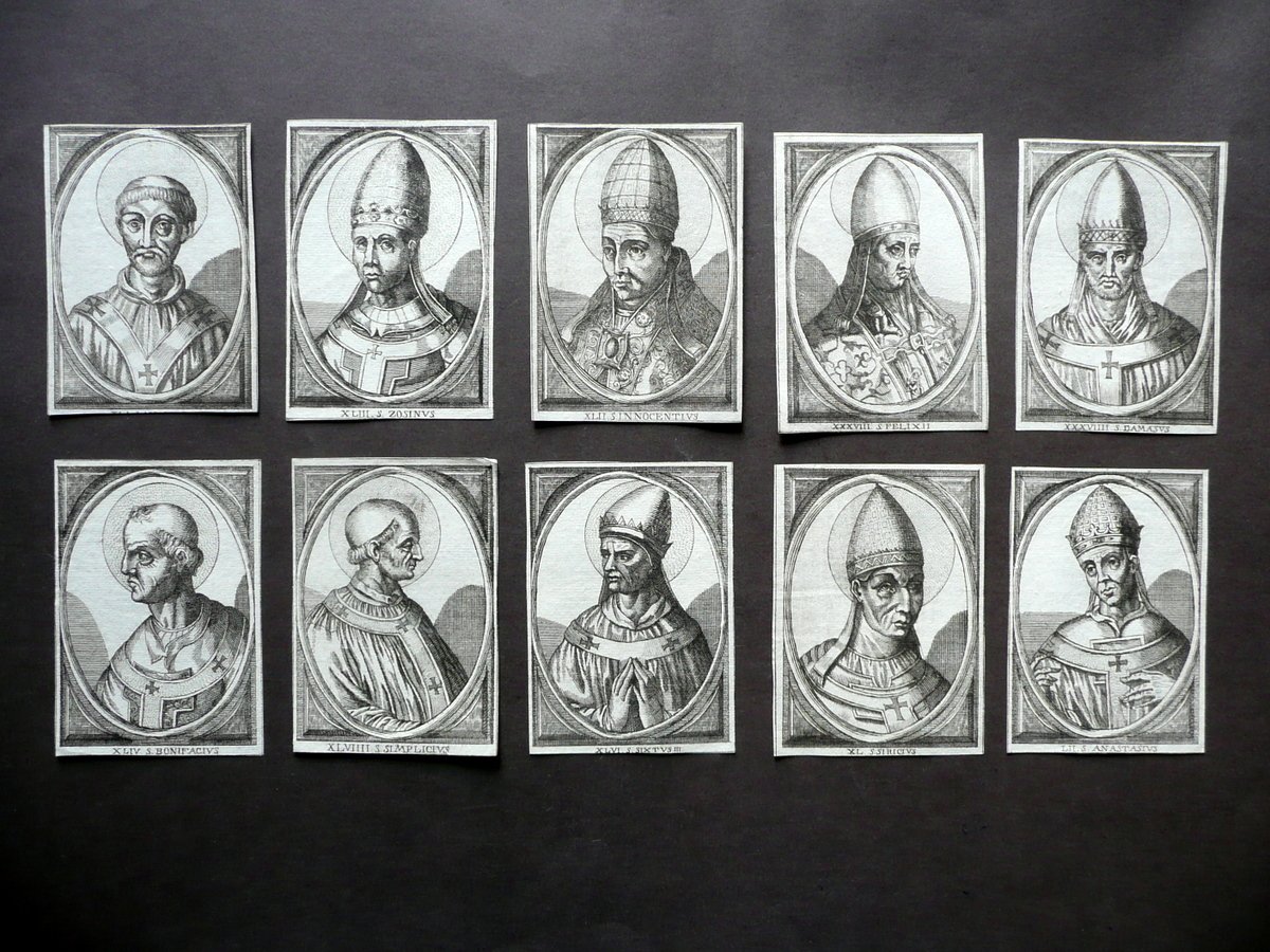 Papi Santi Dieci Ritratti Incisi Fine '600 Religione Retro Bianco