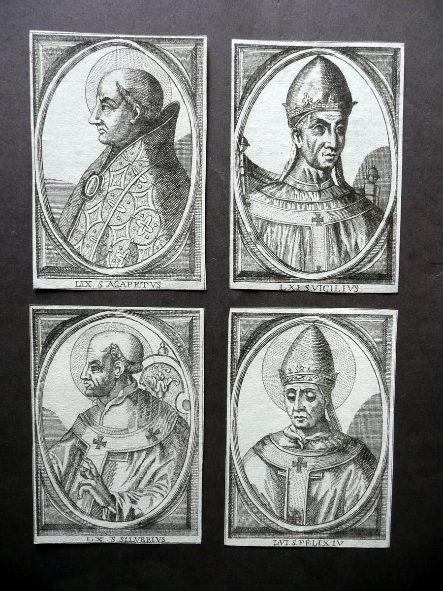 Papi Santi Quattro Ritratti Incisi Fine '600 Religione Retro Bianco | Immagine principale