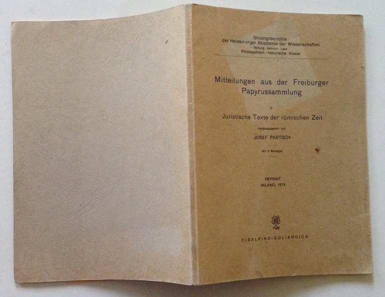 Papirologia Reprint Milano 1974 Juristische Texte Romischen Zeit Papyrussammlung