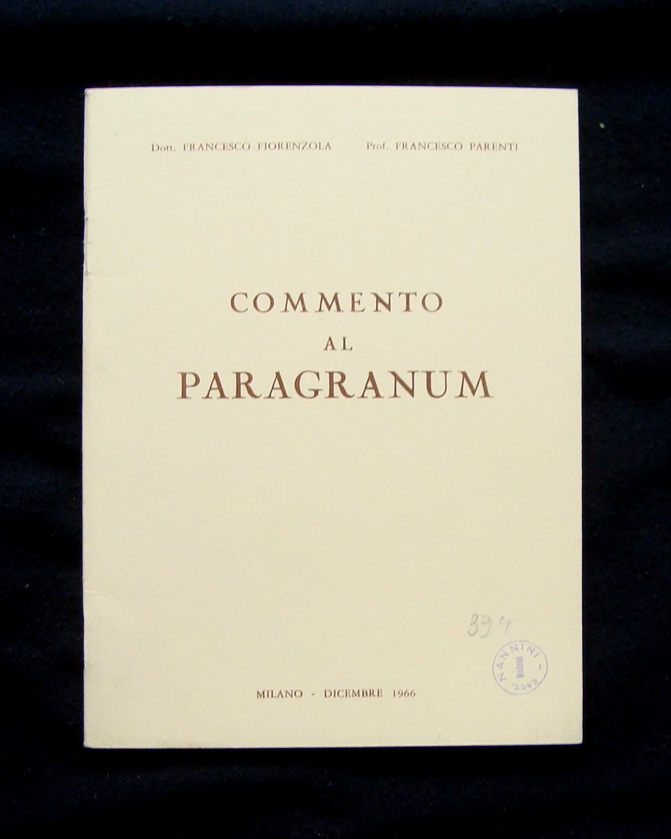 Paracelco Parenti FIorenzuola Commento al Paragranum 1966 Vigano Milano | Immagine principale
