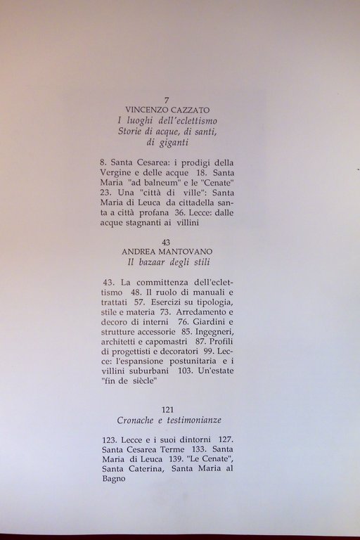 Paradisi dell'Eclettismo Ville e Villeggiature nel Salento Capone Lecce 1992