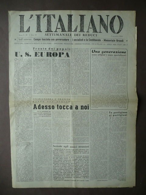 Partigianato Liberazione Reduci Seconda Guerra Mondiale Italiano Bologna 1945