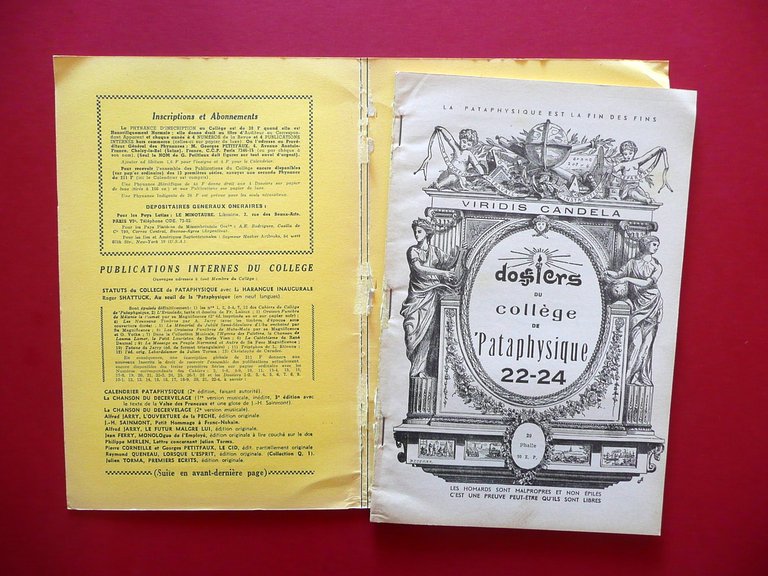 Patafisica Belles Lettres College de Pataphisique Ex Libris Piero Chiara