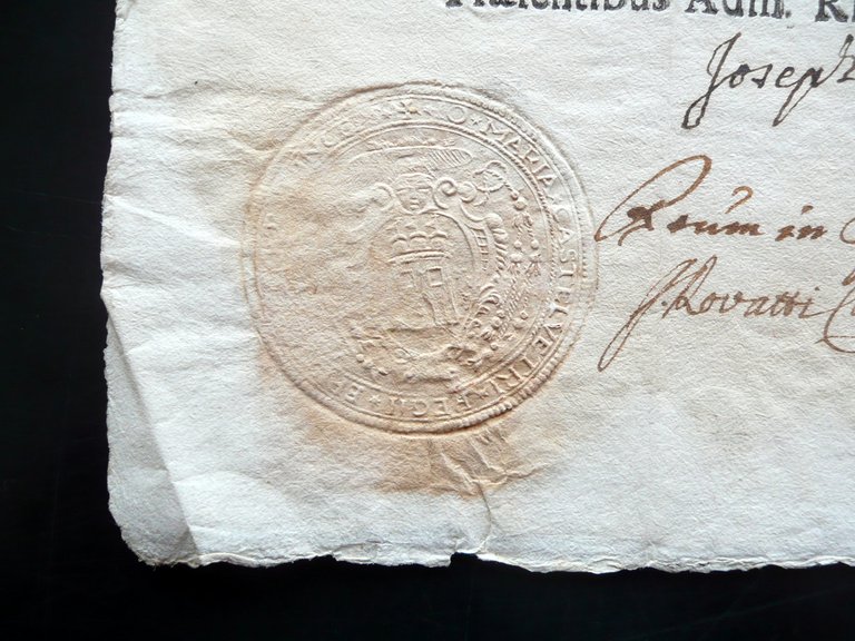 Patente Giovanni Maria Castelvetro Vescovo Ordines Minores Modena 1756 Sigillo