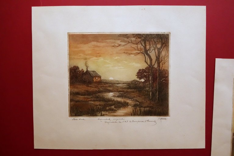 Paul Menni Due Incisioni Acquaforte a Colori Vedute Laguna di …