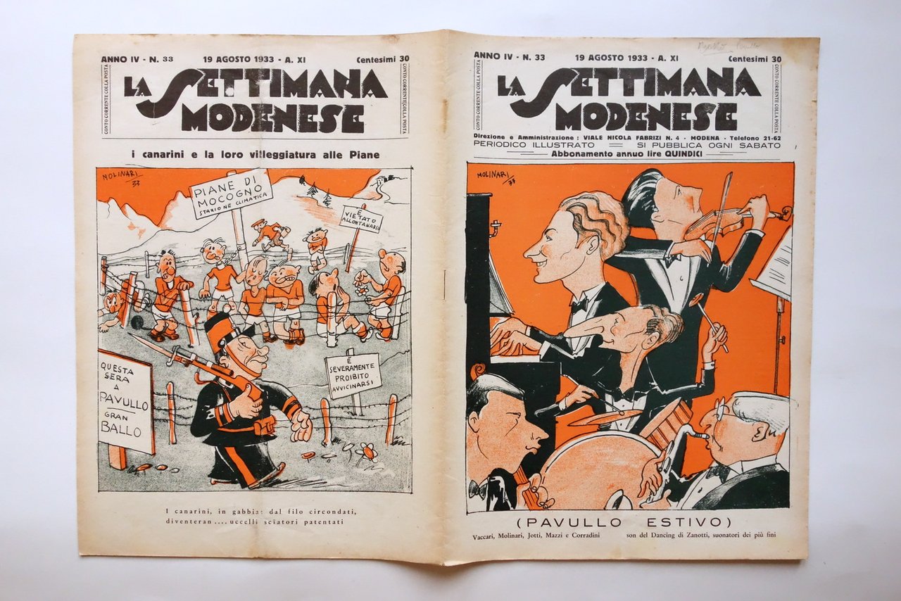 Pavullo Estivo Dancing Zanotti Elenco Villeggianti La Settimana Modenese 1933