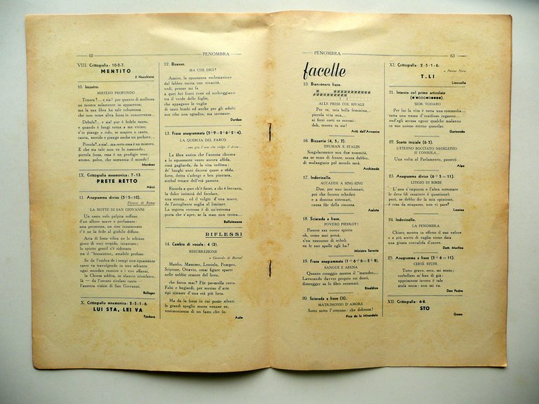 Penombra Rivista Enigmistica Mensile Anno XXVIII N. 5 ForlÏ 1/5/1948 …