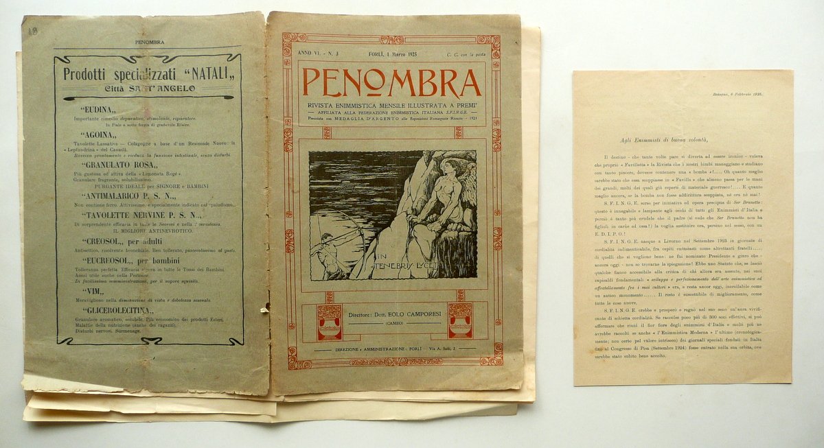 Penombra Rivista Enimmistica Mensile Anno VI Numero 3 ForlÏ 1/3/1925 …