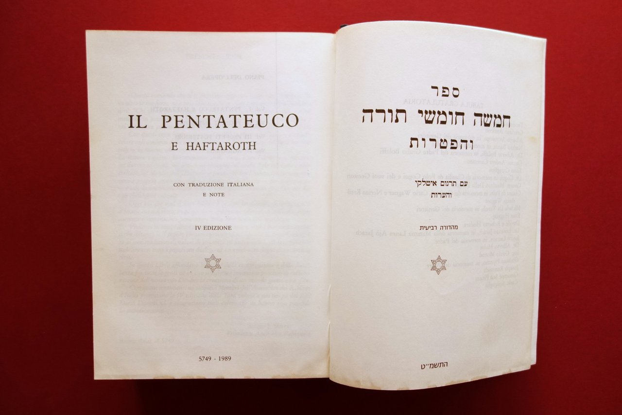 Pentateuco e Haftaroth Ebraico Traduzione Italiana e Note 1989 IV …