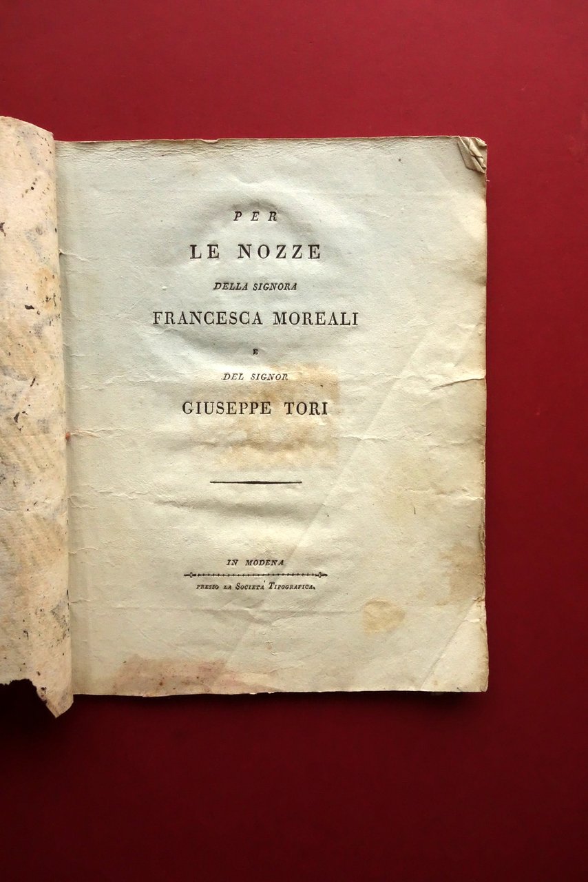 Per le Nozze Francesca Moreali e Giuseppe Tori Sonetti AA. …