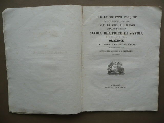 Per Le Solenni Esequie Maria Beatrice Di Savoia Bresciani Orazione …