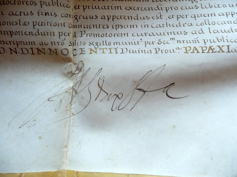 Pergamena Autografo Francesco Sforza Laurea Antonius Sacchettis Rubiera 1637