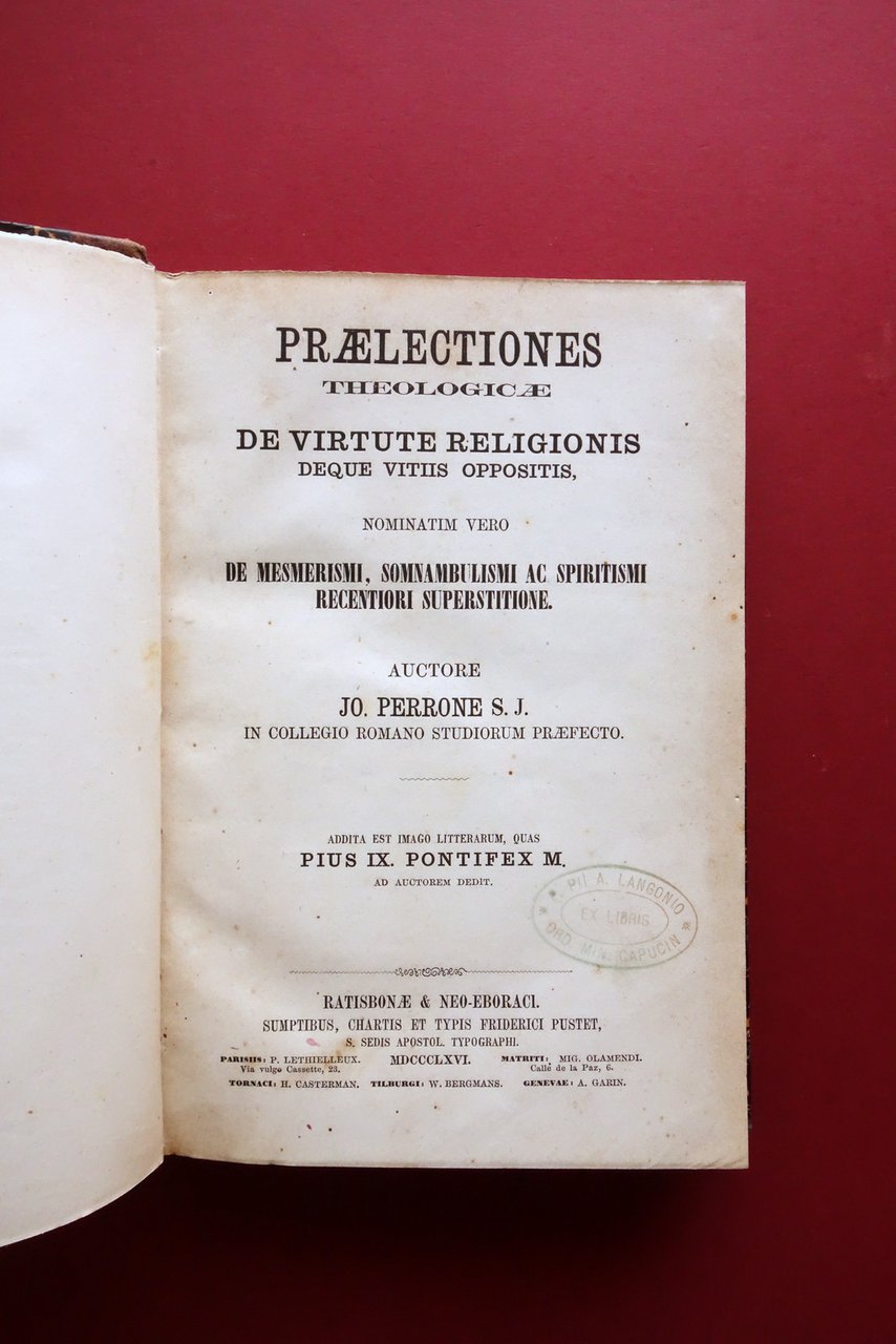 Perrone Praelectiones Theologicae de Virtute Religionis Spiritismi Pustet 1866 | Immagine principale