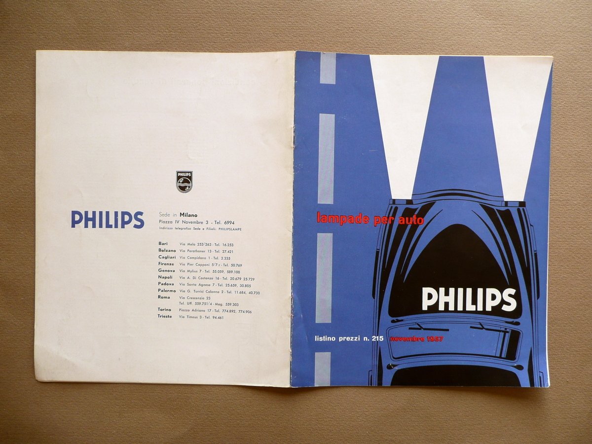 Philips Lampade per Auto Listino Prezzi Novembre 1957 Grafica | Immagine principale