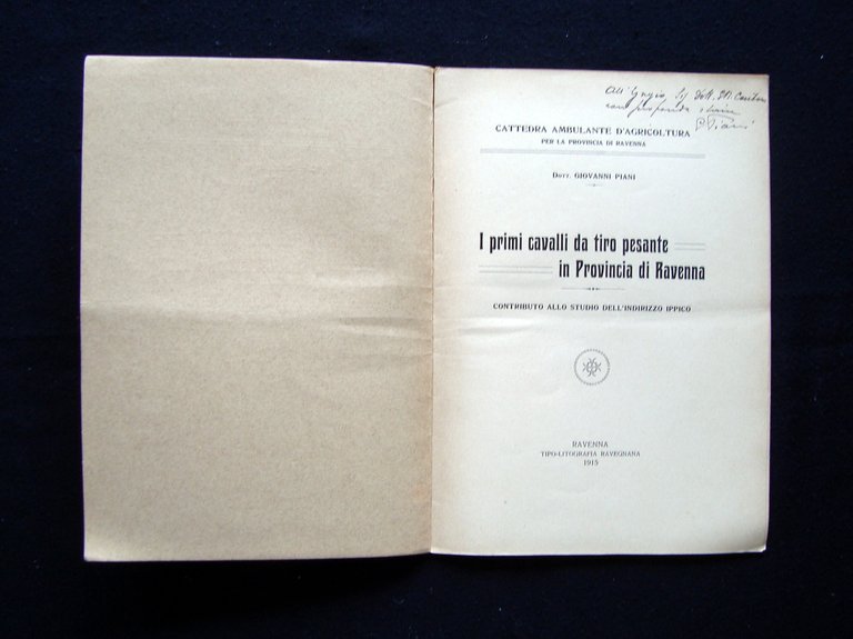 Piani Giovanni I primi cavalli da tiro Provincia Ravenna 1915 …