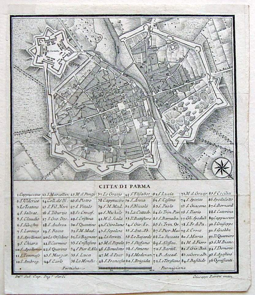 Pianta Citt‡ di Parma Incisione su rame G.Patrini primo '800 …