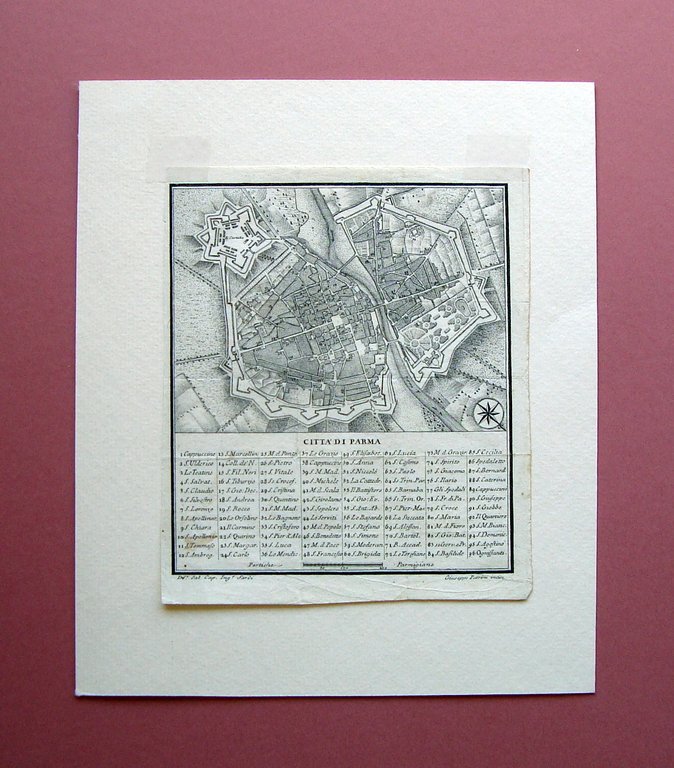 Pianta Citt‡ di Parma Incisione su rame G.Patrini primo '800 …
