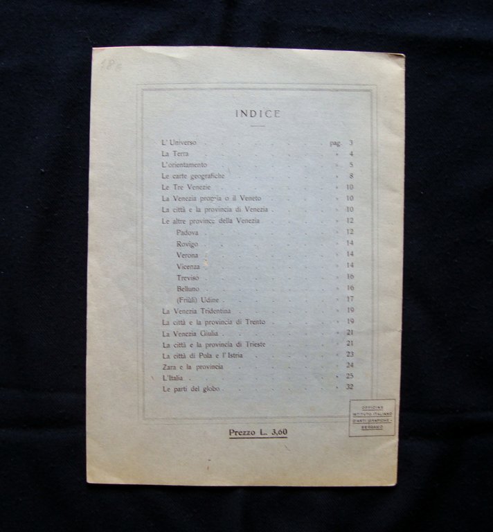 Pico La Geografia Moderna Tre Venezie 1924 UIEP Milano