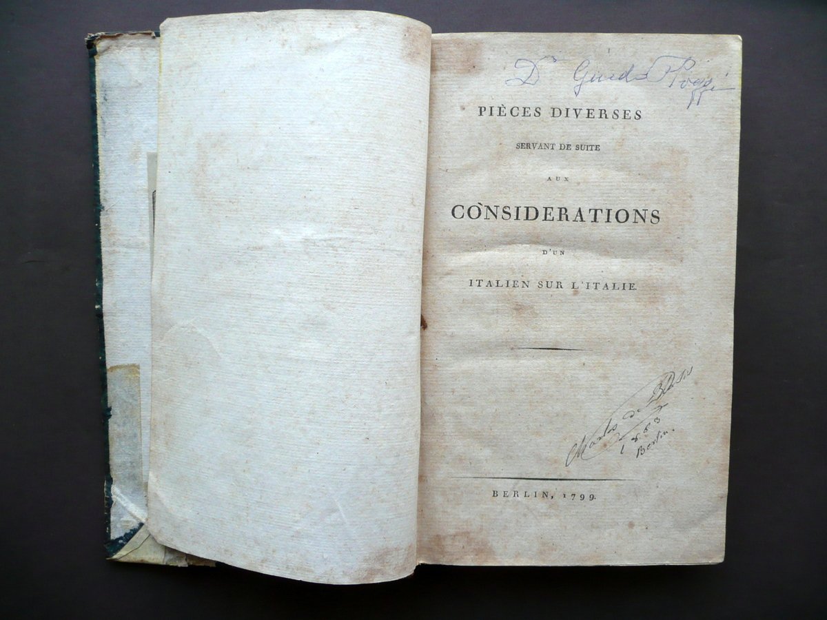 Pieces Diverses aux Considerations d'Un Italien sur l'Italie Berlin 1799 …