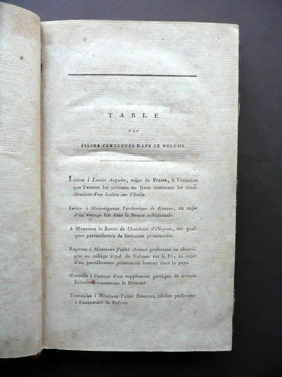 Pieces Diverses aux Considerations d'Un Italien sur l'Italie Berlin 1799 …