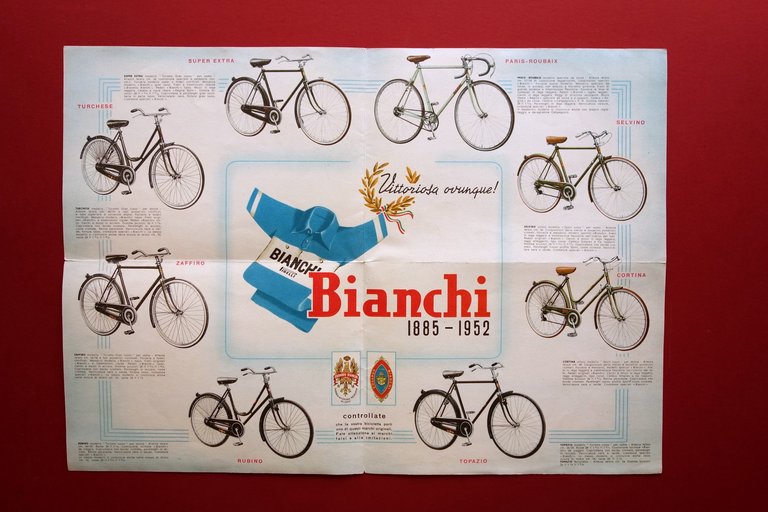 Pieghevole Biciclette Bianchi 1885-1952 Modelli Grafica Gusmaroli Pubblicit‡