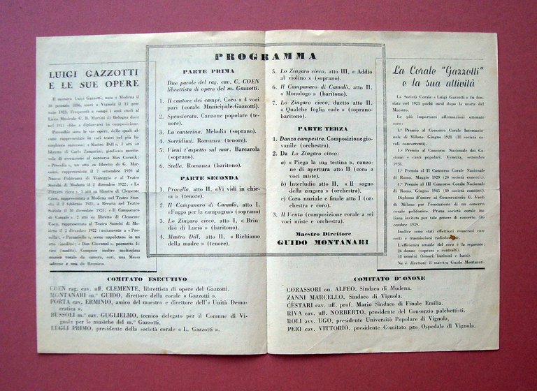 Pieghevole di sala Concerto M.Luigi Gazzotti 16/10/1946 Modena Teatro Municipale | Immagine Gallery 2