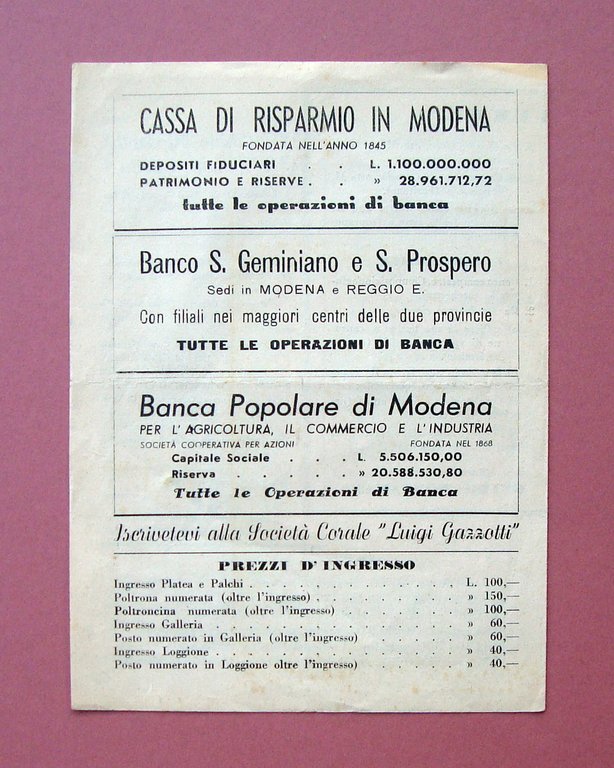 Pieghevole di sala Concerto M.Luigi Gazzotti 16/10/1946 Modena Teatro Municipale | Immagine Gallery 3