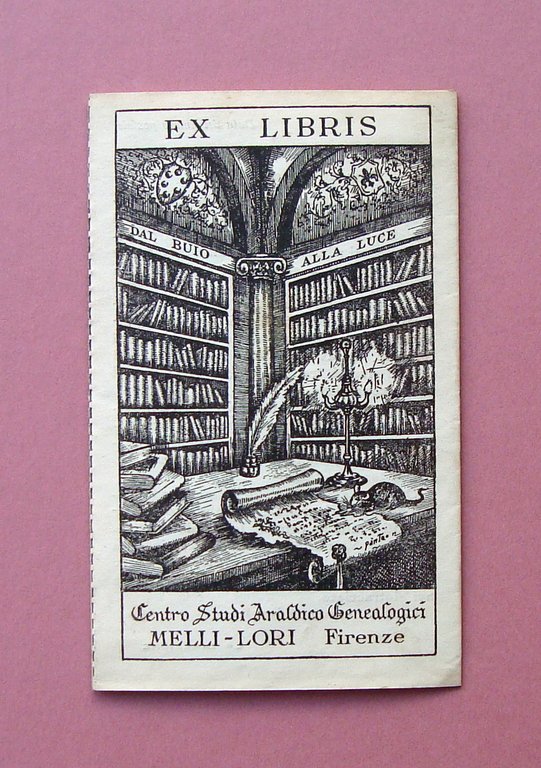 Pieghevole Ex Libris Centro Studi Araldico Genealogici Melli Lori Firenze 1948