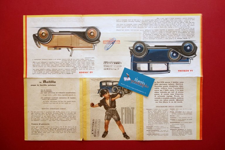 Pieghevole FIAT Balilla Auto Stanguellini Grafica Codognato 1932 Gros Monti